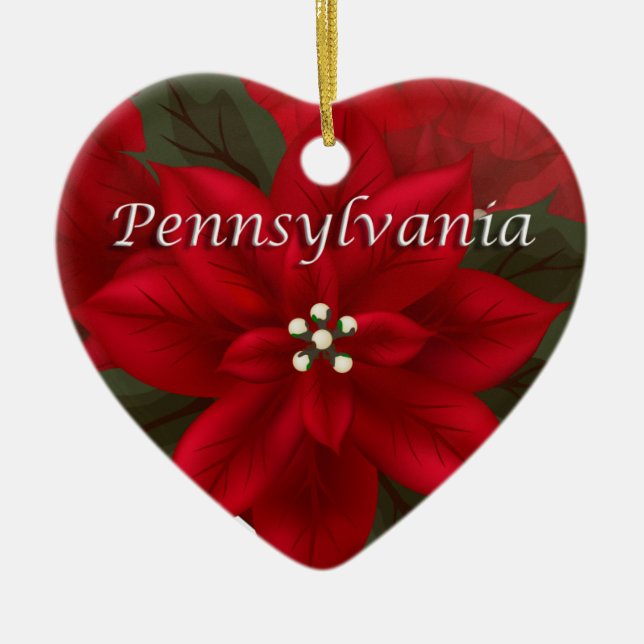 Pennsylvania Poinsettia Herz Keepake Ornament (Vorne)