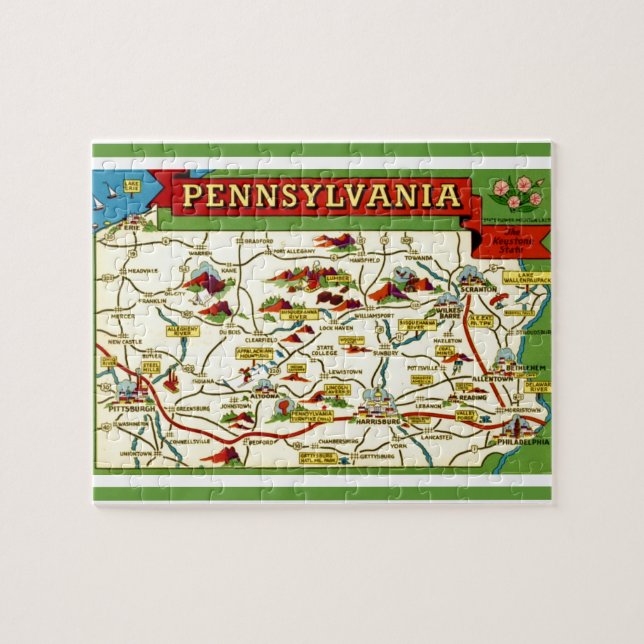 Pennsylvania Postcard Karte Puzzle (Horizontal)