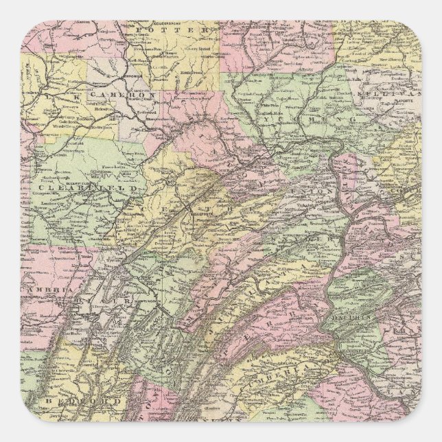 Pennsylvania Quadratischer Aufkleber (Vorderseite)