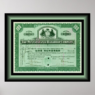 Pennsylvania Railcompany ~ Stock Certificate Poster