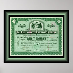 Pennsylvania Railroad Company ~ Aktienzertifikat Poster