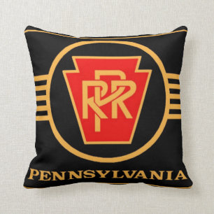 Pennsylvania Railroad Logo, schwarze und goldene K Kissen