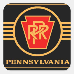 Pennsylvania Railroad Schwarz und Gold groß Quadratischer Aufkleber