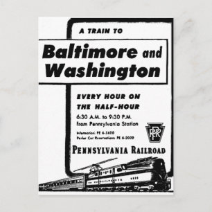 Pennsylvania Railroad Stundenzüge 1948 Postkarte