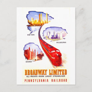 Pennsylvania Railway Broadway Limited Streamliner Postkarte