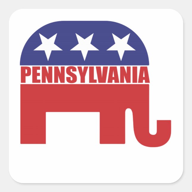Pennsylvania Republikaner Elephant Quadratischer Aufkleber (Vorderseite)