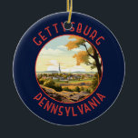 Pennsylvania Retro Distressed Circle Keramik Ornament<br><div class="desc">Gettysburg Retrovektor-Reisedesign im Emblem-Stil. Es ist bekannt für das Gettysburger Schlachtfeld,  das einen Wendepunkt im Zivilen Krieg darstellt und heute Teil des Gettysburger Nationalparks ist.</div>