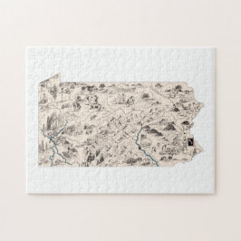 Pennsylvania Shaped Vintag Picture Map Puzzle