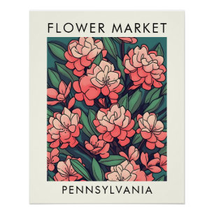 Pennsylvania Staat Berg Laurel Blume Markt Poster