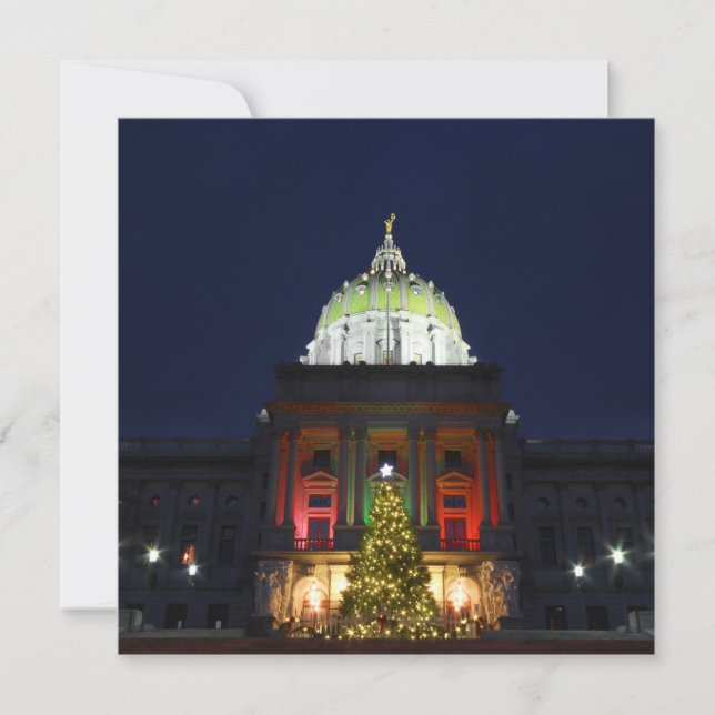 Pennsylvania Staat Hauptstadt Weihnachtsbaumleucht Feiertagskarte (Vorderseite)