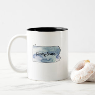 Pennsylvania Staat Karte Wasserfarbe Zweifarbige Tasse