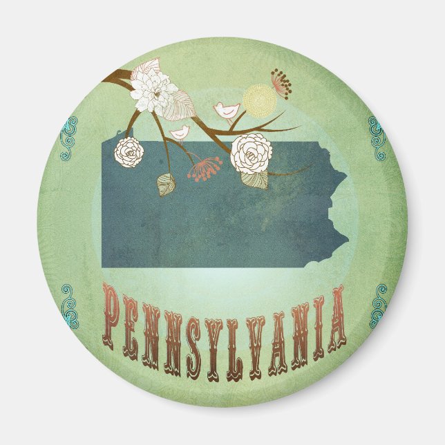 Pennsylvania Staat Map - Green Magnet (Vorne)