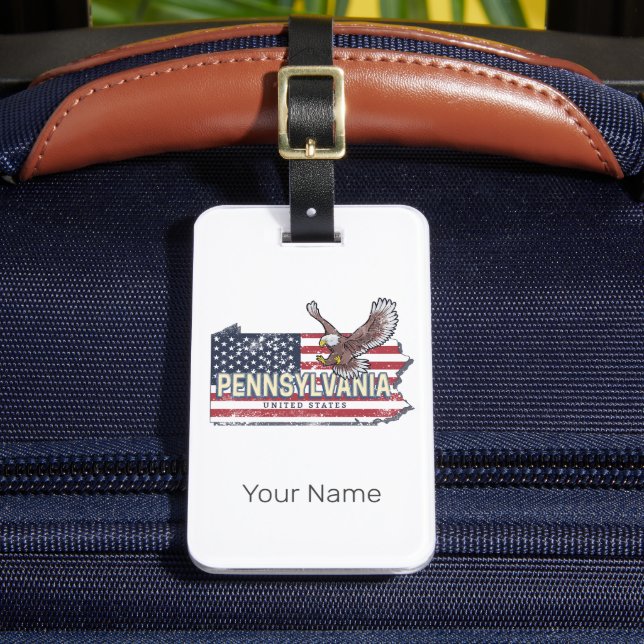 Pennsylvania Staat Map United Staaten Vintag USA Gepäckanhänger (Vorderseite Insitu 2)