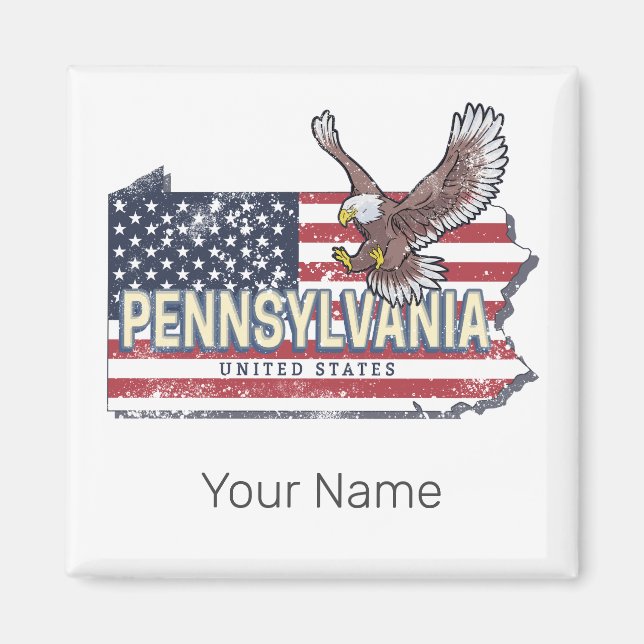 Pennsylvania Staat Map United Staaten Vintag USA Magnet (Vorne)