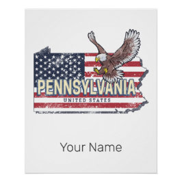 Pennsylvania Staat Map United Staaten Vintag USA Poster