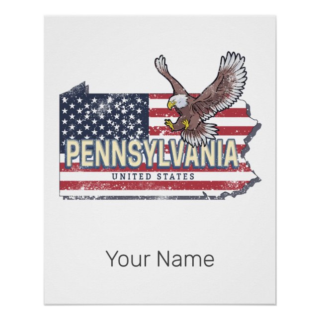 Pennsylvania Staat Map United Staaten Vintag USA Poster (Vorderseite)