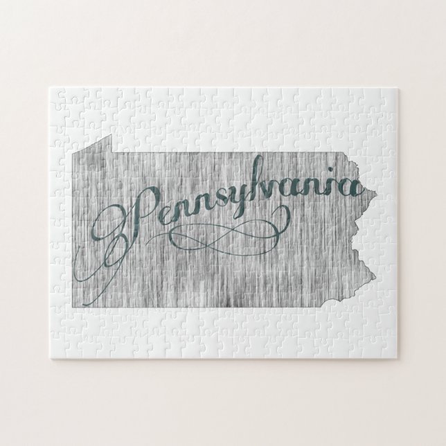 Pennsylvania Staat Typografie Puzzle (Horizontal)