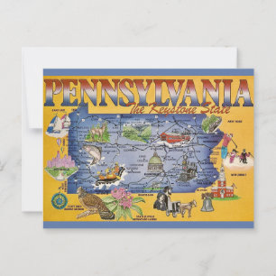 Pennsylvania Staats Karte Postkarte