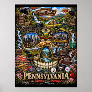 Pennsylvania-Totenkopf-Kunstposter State of Mind Poster