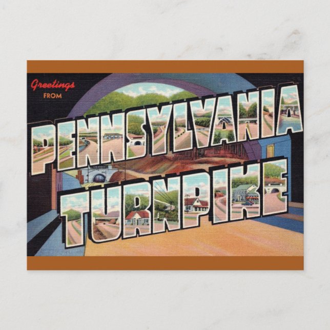 Pennsylvania Turnpike Vintage Reise Postkarte (Vorderseite)