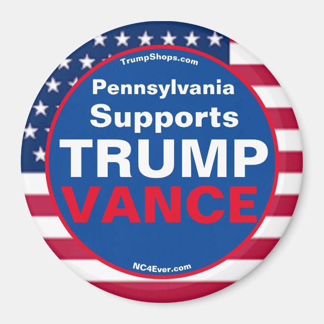 Pennsylvania unterstützt TRUMP VANCE Kühlschrank Magnet (Vorne)