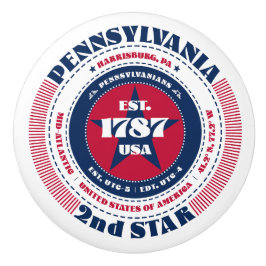 Pennsylvania US-Staat Red White Blue Typografy Keramikknauf