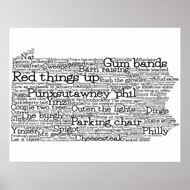 Pennsylvania USA Slang Word Art Map Poster (Vorne)