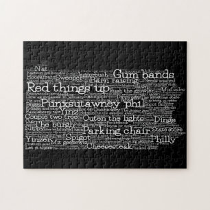 Pennsylvania USA Slang Word Art Map Puzzle