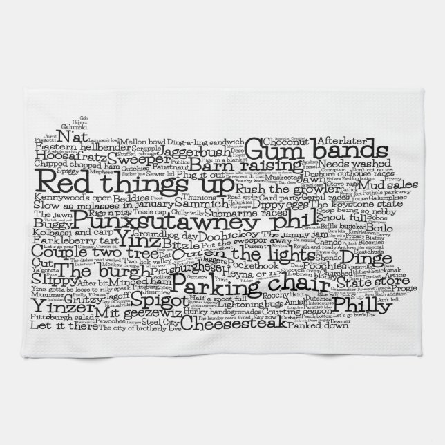 Pennsylvania USA Slang Word Karte Geschirrtuch (Horizontal)