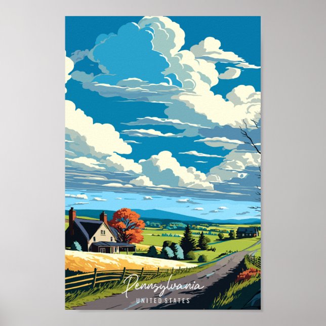 Pennsylvania USA Vintage Reise Illustration Poster (Vorne)
