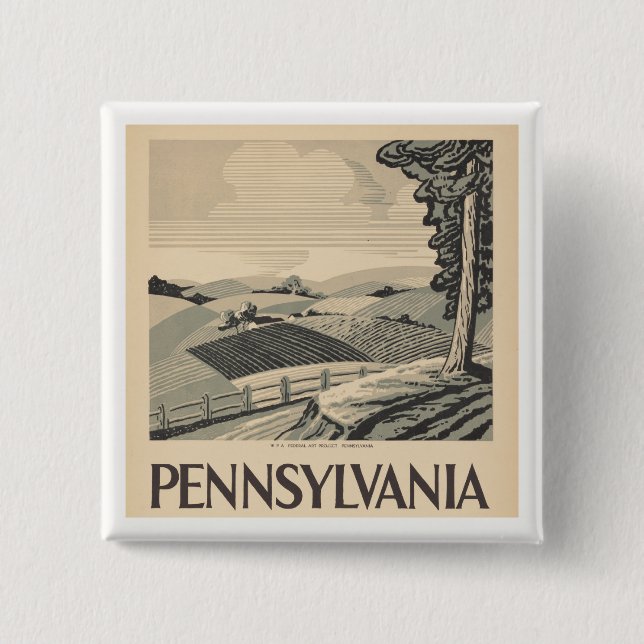 Pennsylvania - Vintages WPA-Poster - Farm und Feld Button (Vorderseite)