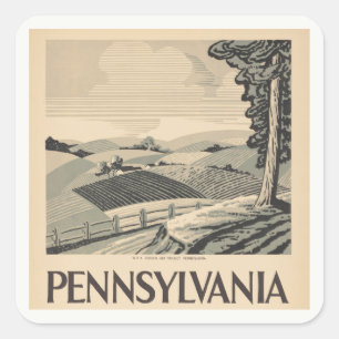 Pennsylvania - Vintages WPA-Poster - Farm und Feld Quadratischer Aufkleber