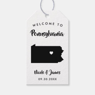Pennsylvania Wedding Welcome Bag Tags, Karte Geschenkanhänger