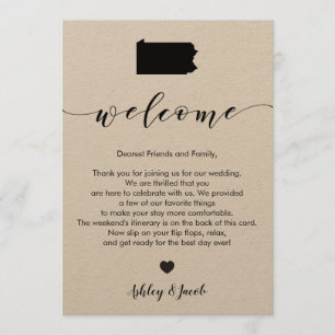 Pennsylvania Wedding Welcome Letter & Itinerary Programm