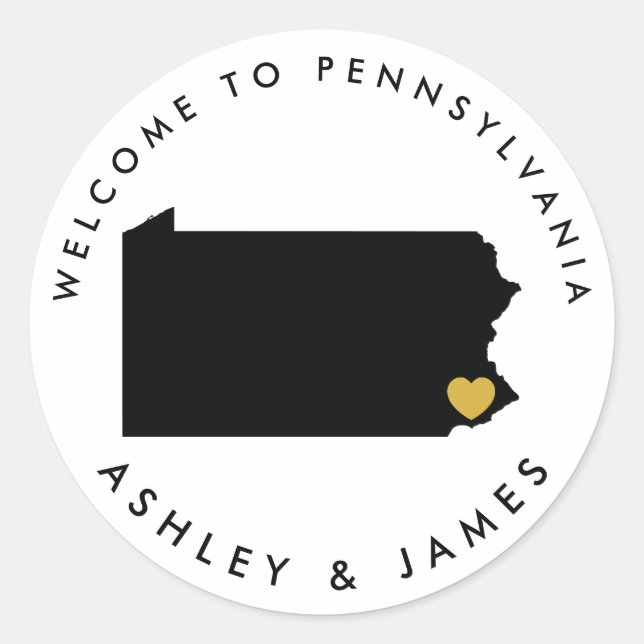 Pennsylvania Wedding Welcome Sticker for Box, Bag (Vorderseite)