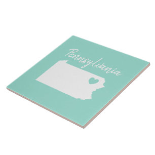 Pennsylvania Zuhause Staat Karte Liebe Herz Fliese