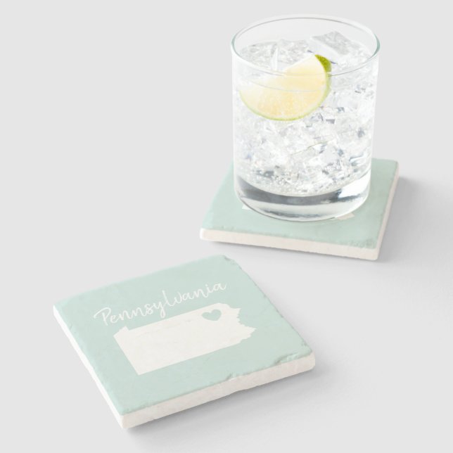 Pennsylvania Zuhause Staat Karte Liebe Steinuntersetzer (Seitenansicht)