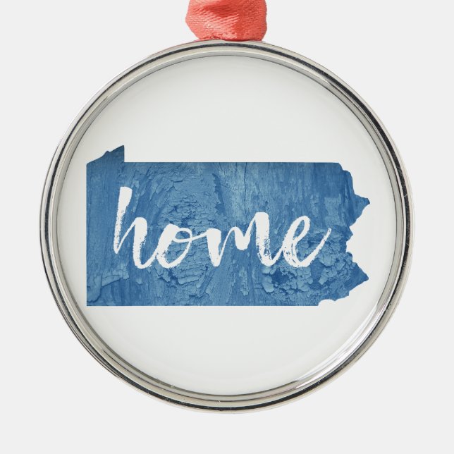 Pennsylvania Zuhause Wood Grain Ornament Aus Metall (Vorne)