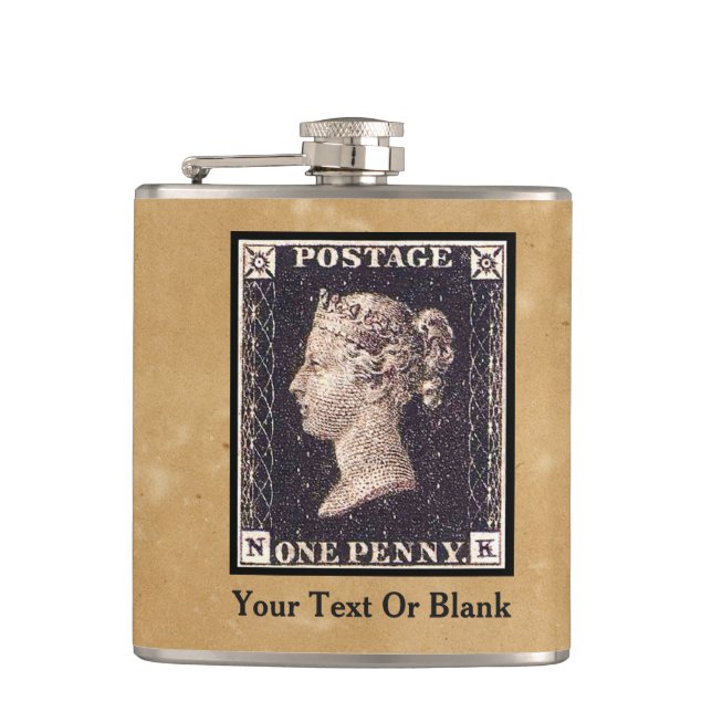 Penny Black Briefmarke Flachmann (Vorderseite)