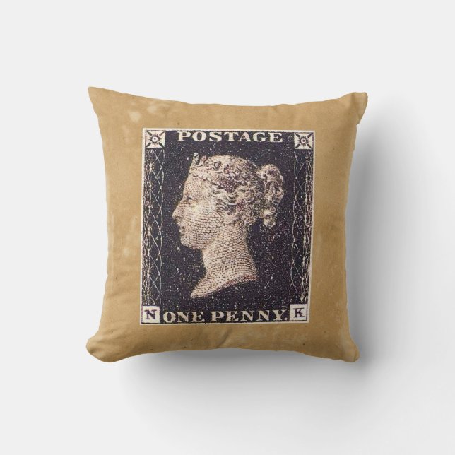 Penny Black Postage-Briefmarke Kissen (Vorderseite)