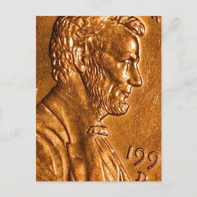 Penny Cents Copper Lincoln Postkarte (Vorderseite)
