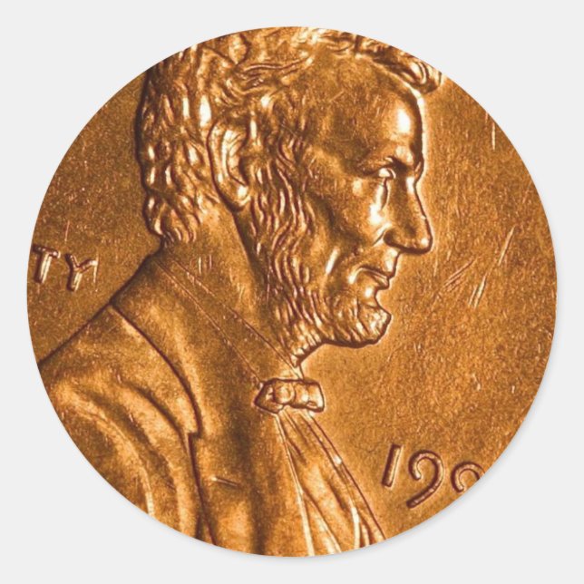 Penny Cents Copper Lincoln Runder Aufkleber (Vorderseite)