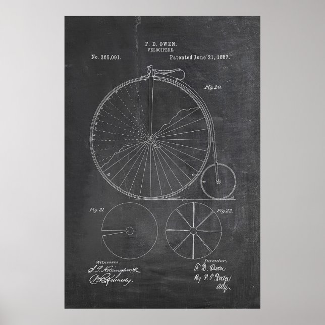 Penny Farthing Bicycle Blueprint Poster (Vorne)