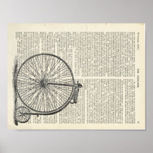 Penny Farthing Book Page Art Poster