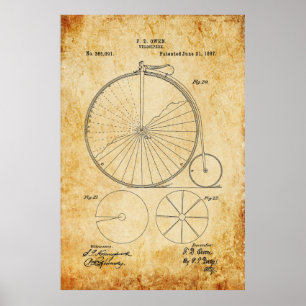 Penny-Farthing-Fahrrad-Plan Poster
