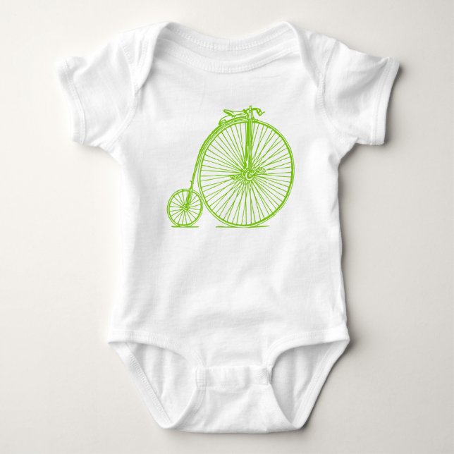 Penny Farthing - Martian Green Baby Strampler (Vorderseite)