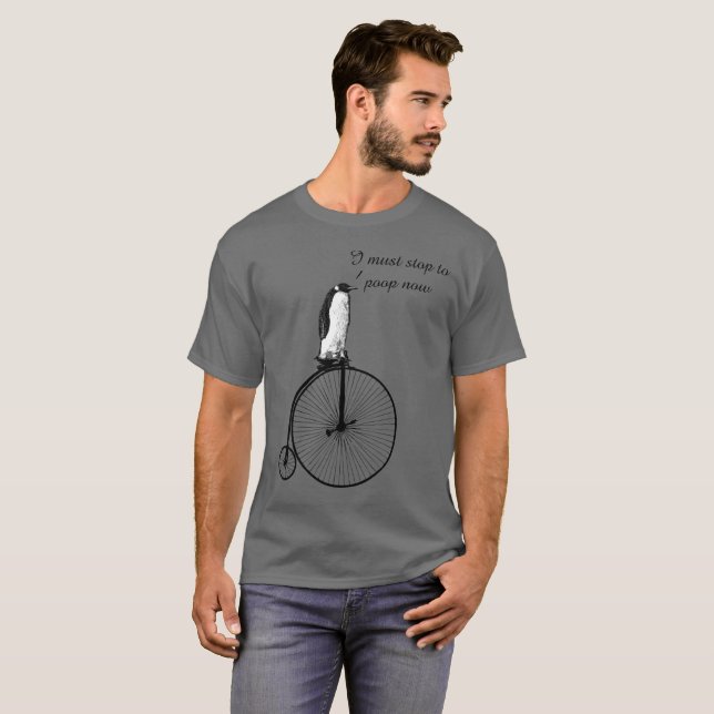 Penny-Farthing Penguin kackt T-Shirt (Vorne ganz)
