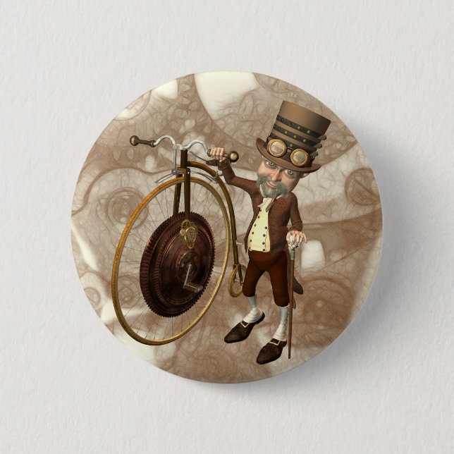 Penny-Farthing Steampunk Button (Vorderseite)