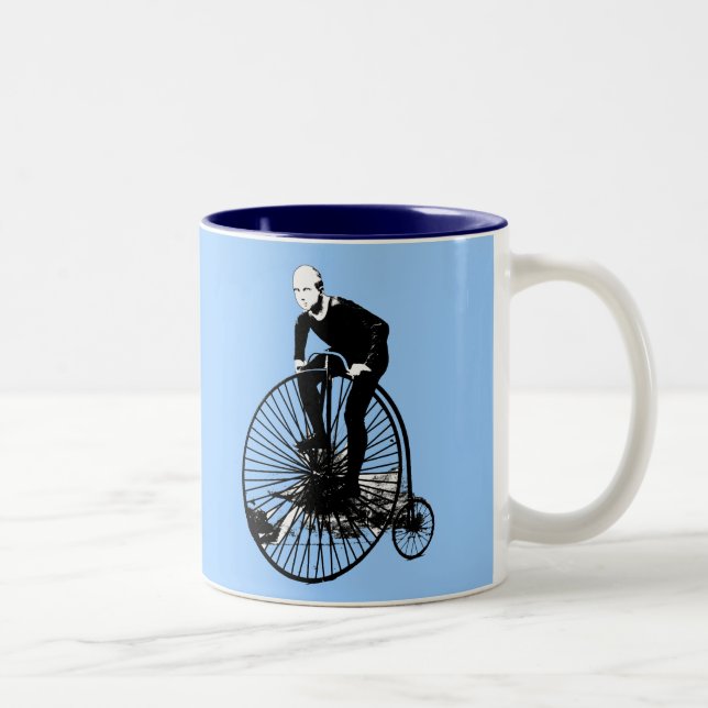 Penny-Farthing-Vintage Fahrrad-Kunst Zweifarbige Tasse (Rechts)