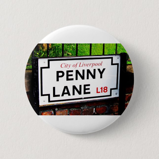 Penny lane Liverpool England-Zeichen Button (Vorderseite)